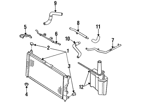 1997 Mazda 626 Radiator & Components Diagram