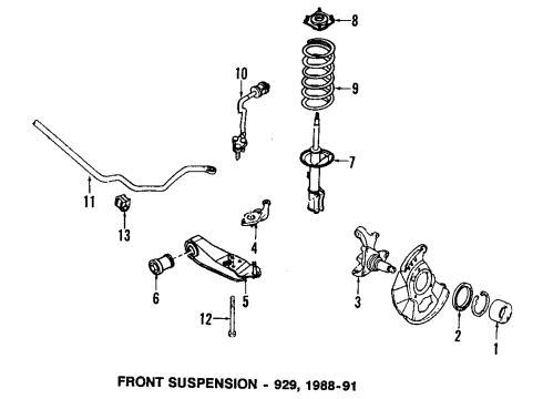 1989 Mazda 929 Front Suspension Components Diagram
