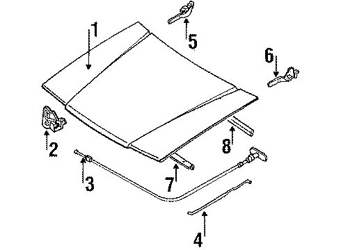 1989 Mazda 323 Hood & Components Diagram
