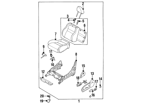 1996 Mazda MX-6 Seats & Track Components Diagram 2