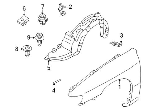 2000 Mazda Protege Fender Liner Diagram for B25E-56-130C