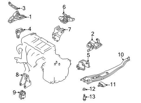 2000 Mazda Protege Engine & Trans Mounting Diagram 3
