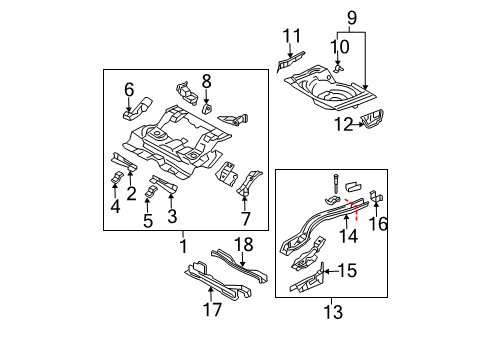 2005 Mazda 6 Rear Floor & Rails Diagram 2