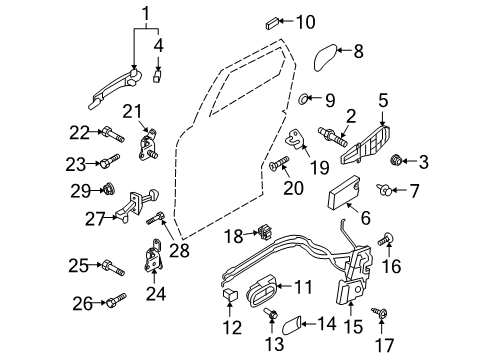 2010 Mazda CX-9 Rear Door - Lock & Hardware Diagram