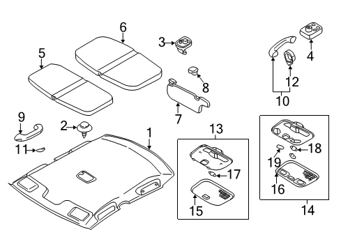 2003 Mazda Protege Interior Trim - Roof Diagram 2