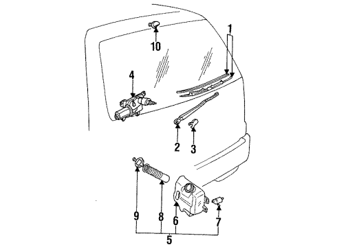 1990 Mazda MPV Rear Wiper Components Diagram
