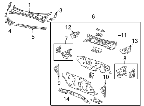 2010 Mazda Tribute Cowl Diagram 2