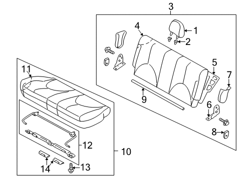 2004 Mazda Tribute Rear Seat Components Diagram 2