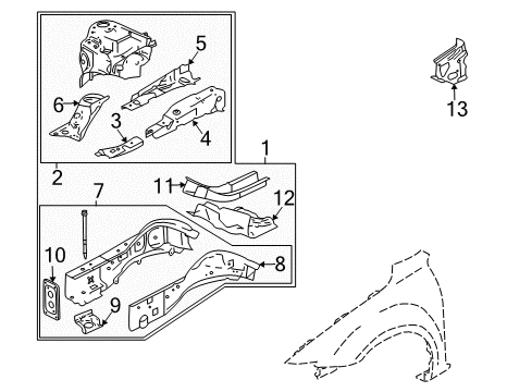 2004 Mazda 6 Structural Components & Rails