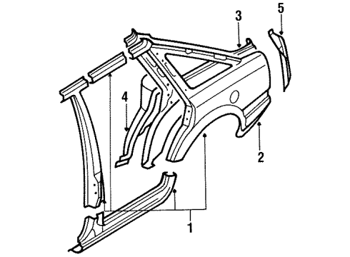 1985 Mazda 626 Quarter Panel & Components Diagram 2