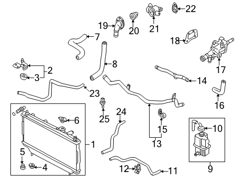 2001 Mazda Protege Radiator & Components Diagram 2
