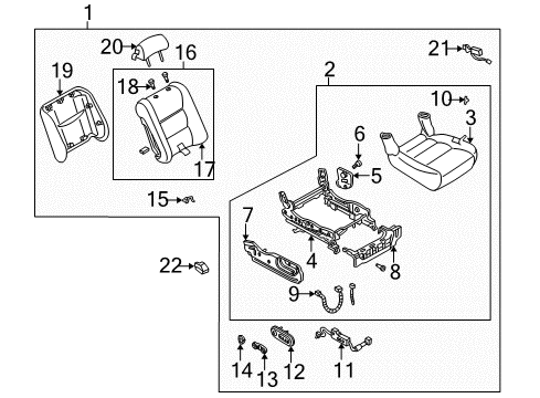 1999 Mazda Millenia Front Seat Components Diagram 3