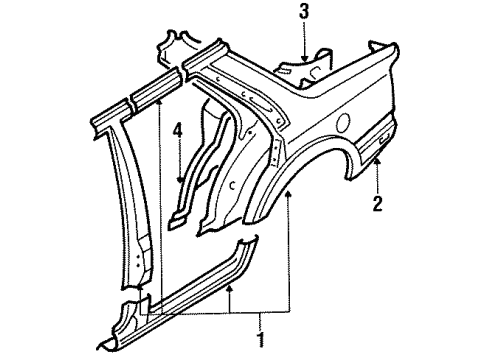 1985 Mazda 626 Quarter Panel & Components Diagram 3