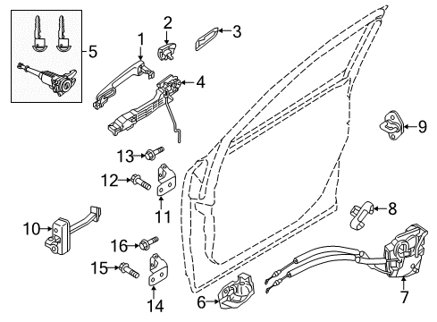 2015 Mazda 3 Front Door - Lock & Hardware Diagram