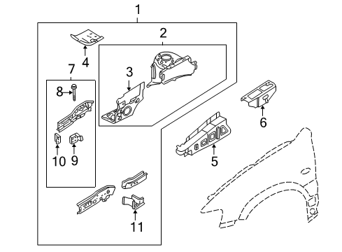 2001 Mazda Tribute Structural Components & Rails