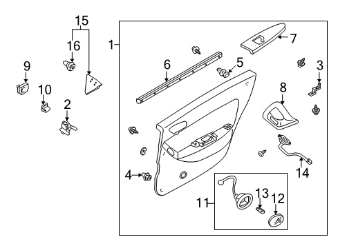 2000 Mazda Millenia Interior Trim - Rear Door Diagram