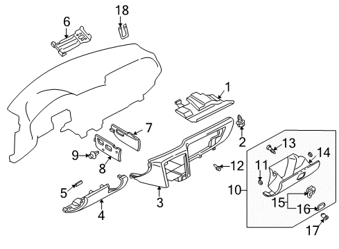 2000 Mazda 626 Instrument Panel Components Diagram