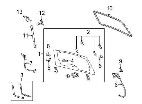 2011 Mazda Tribute Glass - Lift Gate Diagram