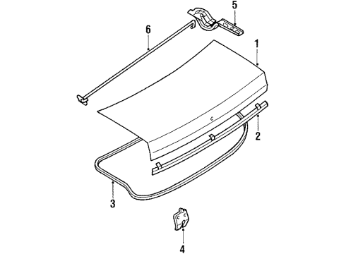 1988 Mazda 323 Trunk Lid & Components Diagram
