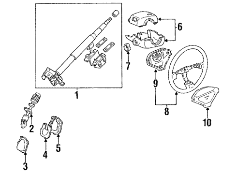 1991 Mazda Protege Steering Column & Wheel Diagram 2