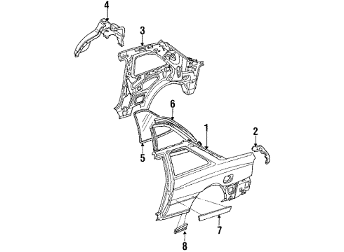 1992 Mazda MX-6 Outer Components - Quarter Panel Diagram