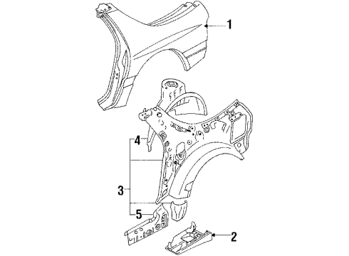 1988 Mazda RX-7 Quarter Panel & Components Diagram