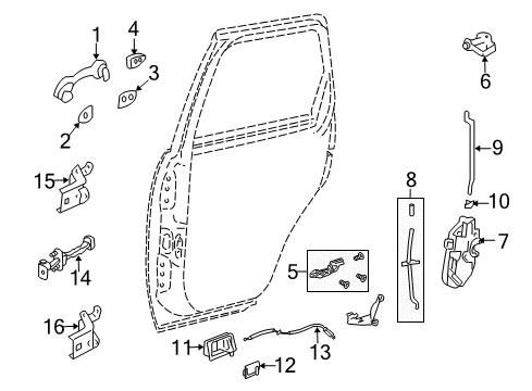 2011 Mazda Tribute Rear Door - Lock & Hardware Diagram