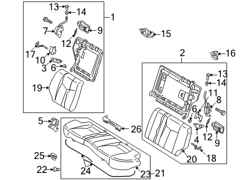 2002 Mazda Protege Rear Seat Components Diagram 3