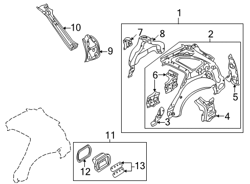 2003 Mazda Protege5 Inner Structure - Quarter Panel