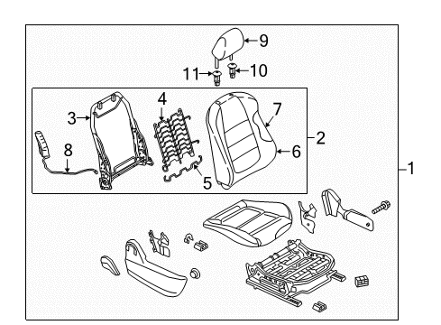 2017 Mazda 3 Seat Back Pad Diagram for BHP1-88-132