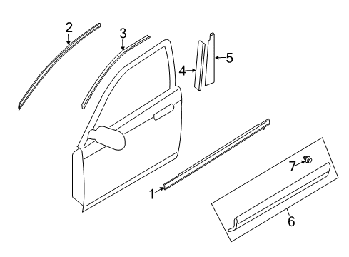2008 Mazda CX-9 Exterior Trim - Front Door Diagram
