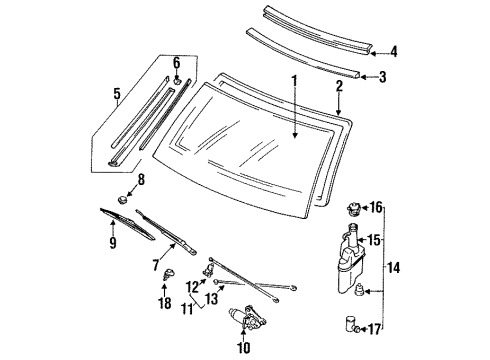1994 Mazda 323 Glass - Windshield Diagram