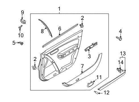2011 Mazda CX-9 Interior Trim - Front Door Diagram