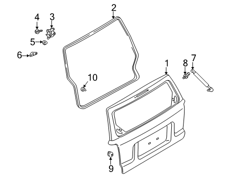 2002 Mazda Tribute Gate & Hardware Diagram