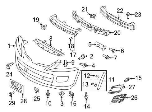 2012 Mazda CX-9 Bumper & Components - Front Diagram