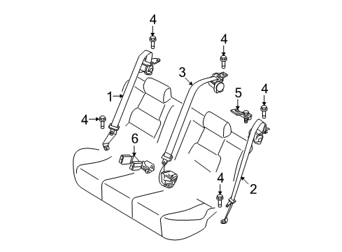 2009 Mazda 6 Rear Seat Belts Diagram
