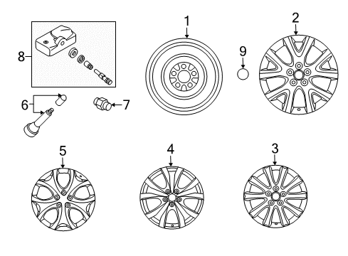 2007 Mazda CX-7 Wheel Covers & Trim Diagram