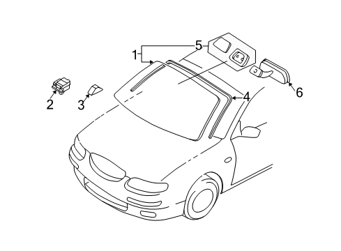 2000 Mazda Millenia Glass - Windshield Diagram