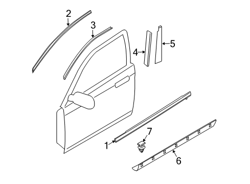 2007 Mazda CX-7 Exterior Trim - Front Door Diagram