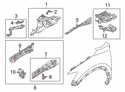 2014 Mazda 3 Structural Components & Rails
