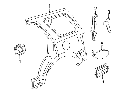 2011 Mazda Tribute Quarter Panel & Components Diagram