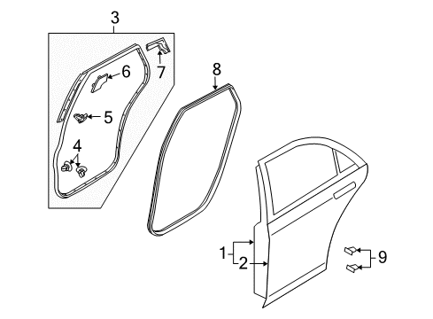 2010 Mazda CX-9 Door & Components Diagram