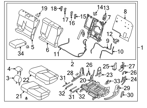 2018 Mazda CX-9 Headrest Guide Diagram for KD45-88-1G8-2A