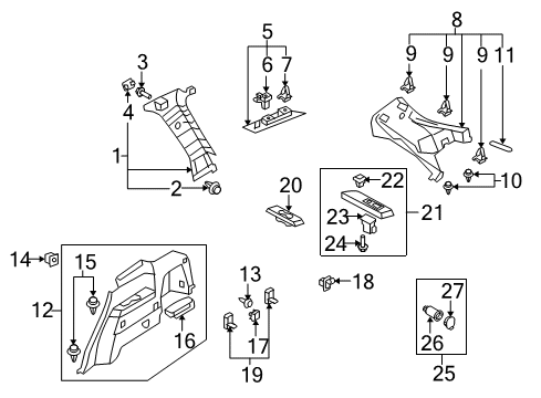 2007 Mazda CX-9 Interior Trim - Quarter Panels Diagram