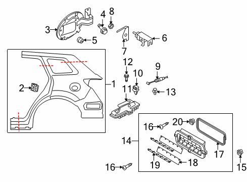 2008 Mazda CX-9 Pressure Vent Retainer Nut Diagram for B250-50-9V2