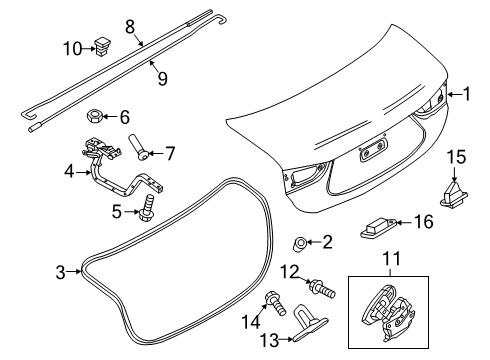 2018 Mazda 6 Trunk Lid & Components Diagram