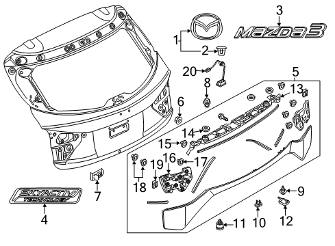 2015 Mazda 3 Side Support Retainer Clip Diagram for KD53-51-0B6B