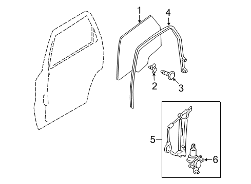 2008 Mazda Tribute Glass - Door Diagram 3
