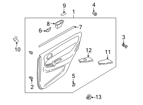 2000 Mazda 626 Interior Trim - Rear Door Diagram