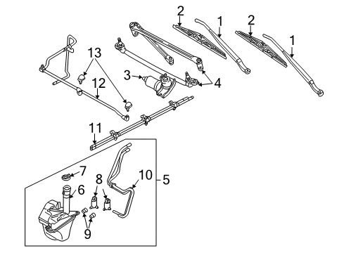 2002 Mazda Tribute Wiper & Washer Components Diagram